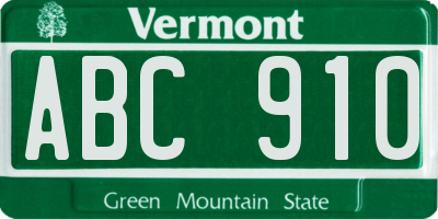VT license plate ABC910