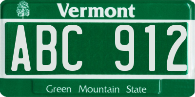 VT license plate ABC912