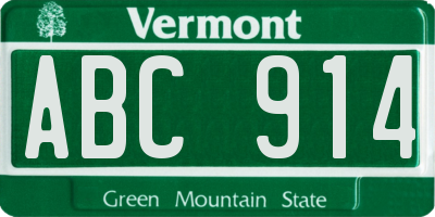 VT license plate ABC914