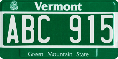 VT license plate ABC915