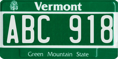 VT license plate ABC918