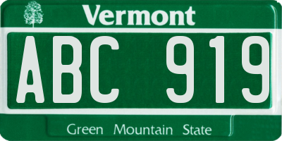 VT license plate ABC919