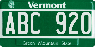 VT license plate ABC920