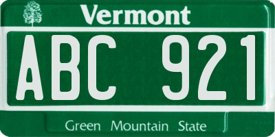 VT license plate ABC921
