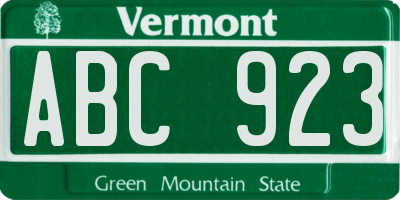 VT license plate ABC923