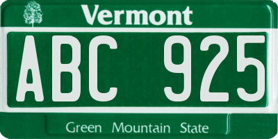 VT license plate ABC925