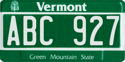 VT license plate ABC927
