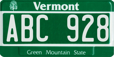 VT license plate ABC928