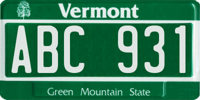 VT license plate ABC931