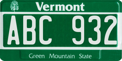VT license plate ABC932