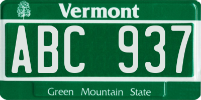 VT license plate ABC937