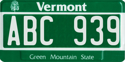 VT license plate ABC939