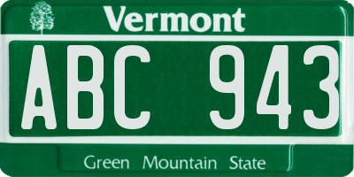 VT license plate ABC943