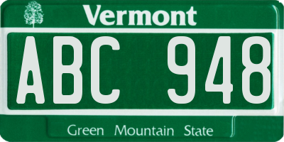 VT license plate ABC948