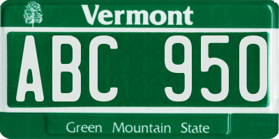 VT license plate ABC950