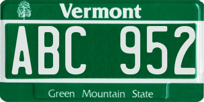 VT license plate ABC952