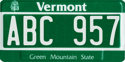 VT license plate ABC957
