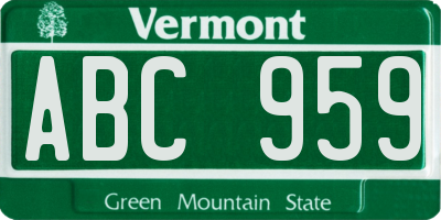 VT license plate ABC959
