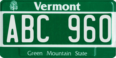 VT license plate ABC960