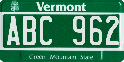 VT license plate ABC962