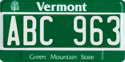 VT license plate ABC963