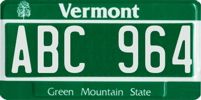 VT license plate ABC964