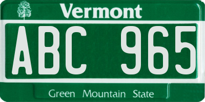 VT license plate ABC965