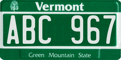 VT license plate ABC967