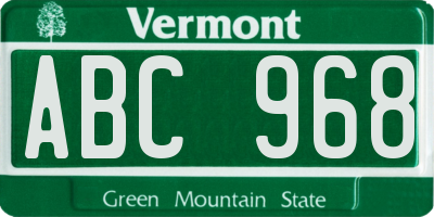 VT license plate ABC968