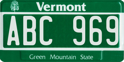 VT license plate ABC969