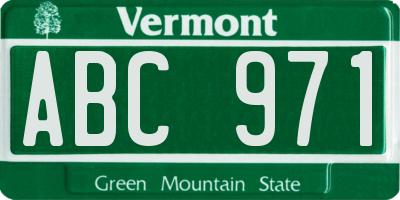 VT license plate ABC971