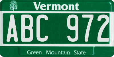 VT license plate ABC972