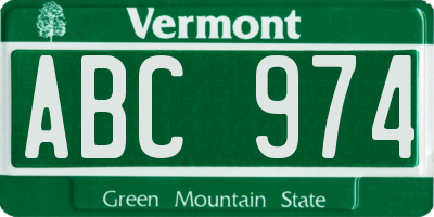 VT license plate ABC974