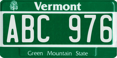 VT license plate ABC976