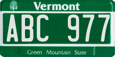 VT license plate ABC977