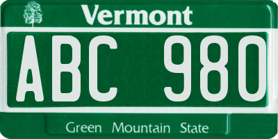 VT license plate ABC980