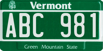 VT license plate ABC981
