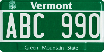 VT license plate ABC990