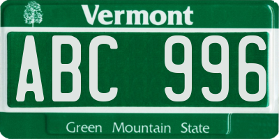 VT license plate ABC996