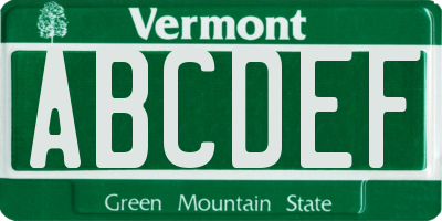 VT license plate ABCDEF