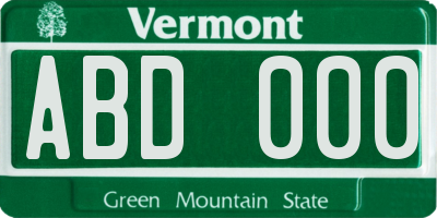 VT license plate ABD000