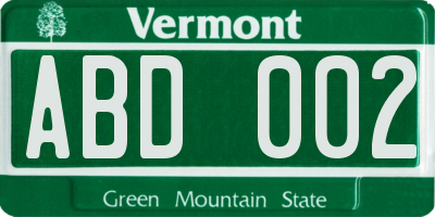 VT license plate ABD002