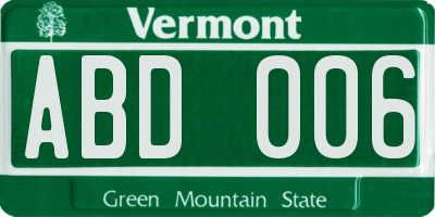 VT license plate ABD006