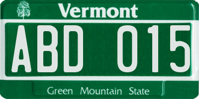 VT license plate ABD015