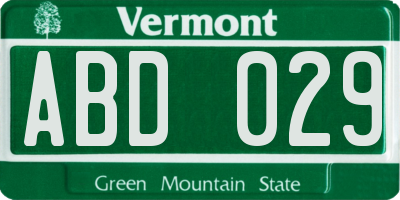 VT license plate ABD029