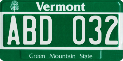 VT license plate ABD032