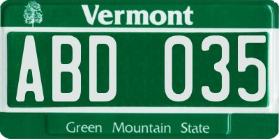 VT license plate ABD035