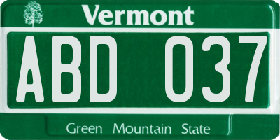 VT license plate ABD037