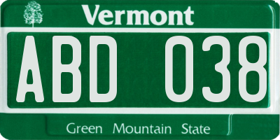 VT license plate ABD038