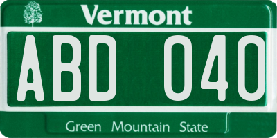 VT license plate ABD040